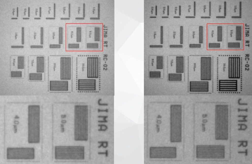 демонстрация повышения разрешения за счет применения алгоритмов виртуального увеличения разрешения детектора 1