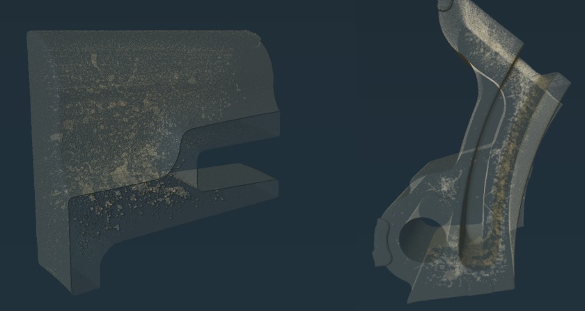 Результаты КТ (Melytec CT20): сканирование в быстром режиме (8 мин), с уменьшенным количеством кадров и увеличенным усилением детектора. Полупрозрачный режим визуализации.