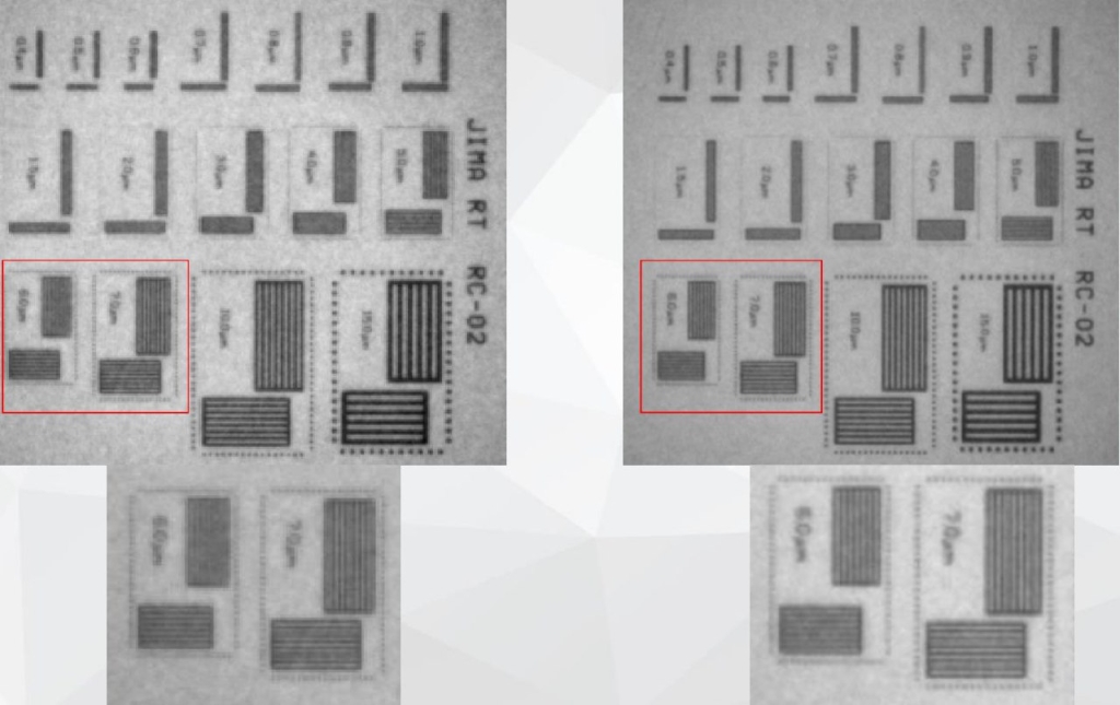демонстрация повышения разрешения за счет применения алгоритмов виртуального увеличения разрешения детектора 2